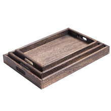 Load image into Gallery viewer, Retro Hotel Dessert Rectangular Dinner Home Storage Solid Wood Snack Suppliers Tea Food Tableware Serving Tray Kitchen Tool