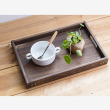 Load image into Gallery viewer, Retro Hotel Dessert Rectangular Dinner Home Storage Solid Wood Snack Suppliers Tea Food Tableware Serving Tray Kitchen Tool