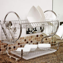 Load image into Gallery viewer, 2 Tiers Dish Drying Rack Holder Basket Plated Iron Home Washing Great Kitchen Sink Dish Drainer Drying Rack Organizer