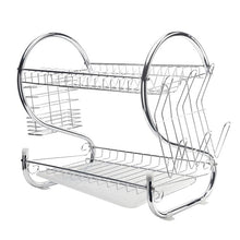Load image into Gallery viewer, 2 Tiers Dish Drying Rack Holder Basket Plated Iron Home Washing Great Kitchen Sink Dish Drainer Drying Rack Organizer
